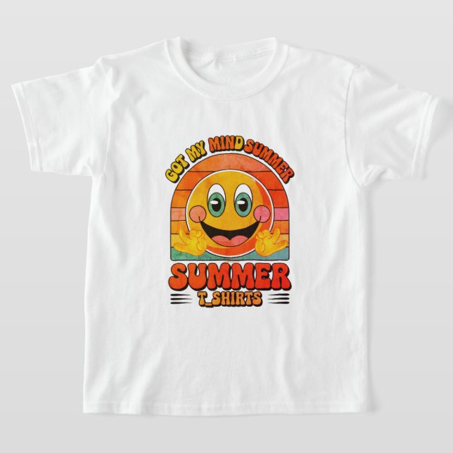 Groovy Lycklig Ansikte Tee - Summer Vibes & Sunshi (Laydown)
