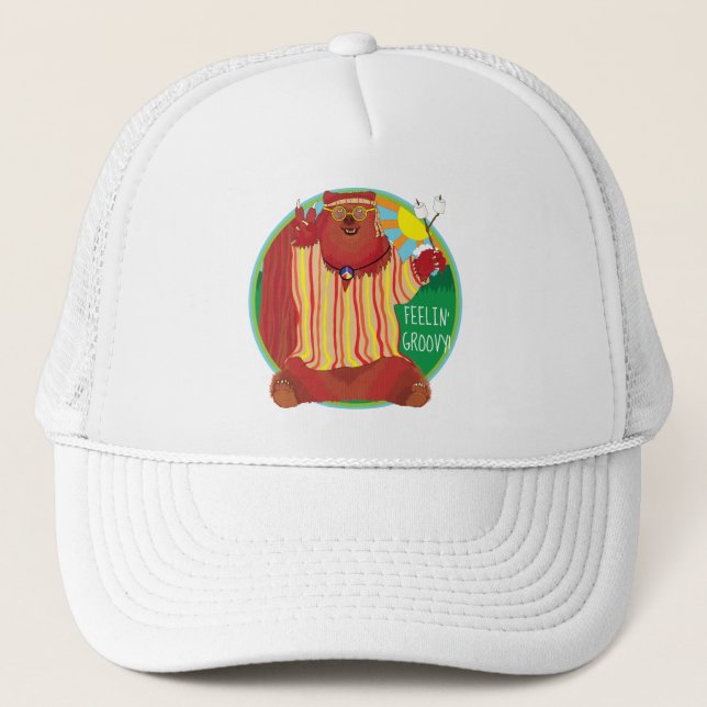 Groovy Lycklig Guitar Bear Hat Keps (Framsida)