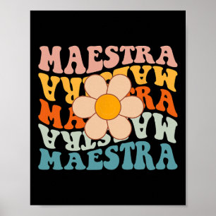 Groovy Maestra Spansk Lärare Tillbaka Till Skolan  Poster