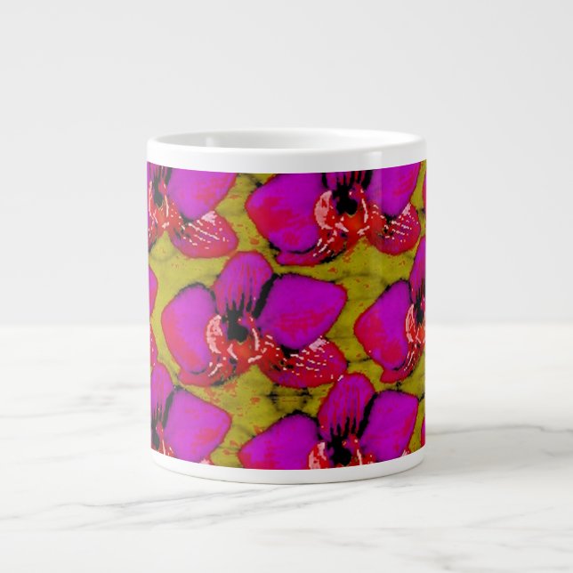 Groovy Magenta Blommig Design Jumbo Mugg (Framsidan)