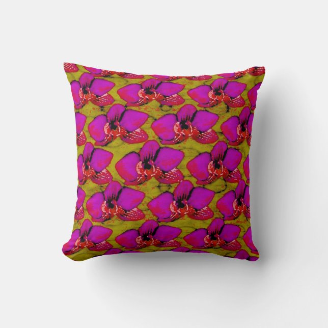 Groovy Magenta Blommig Design Kudde (Framsida)