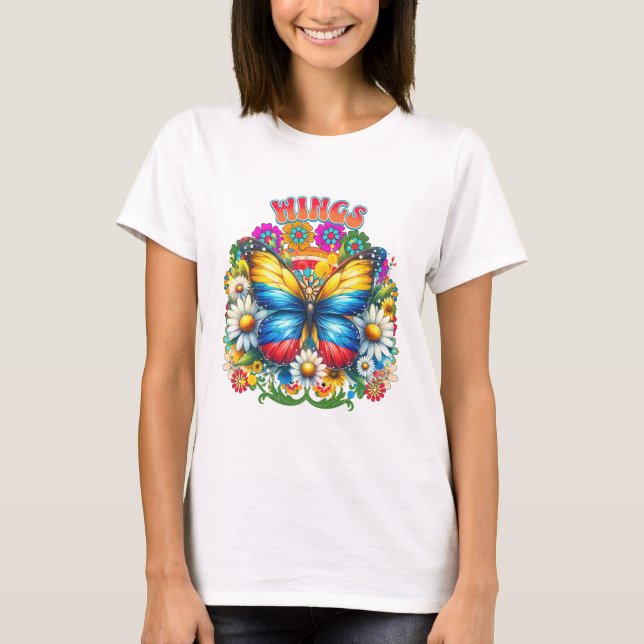 Groovy Mama Detaljerad Fjärils Bliss T Shirt (Framsida)