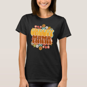 Groovy Mama Fredstecken Retro Blomma Tacksgiving M T Shirt