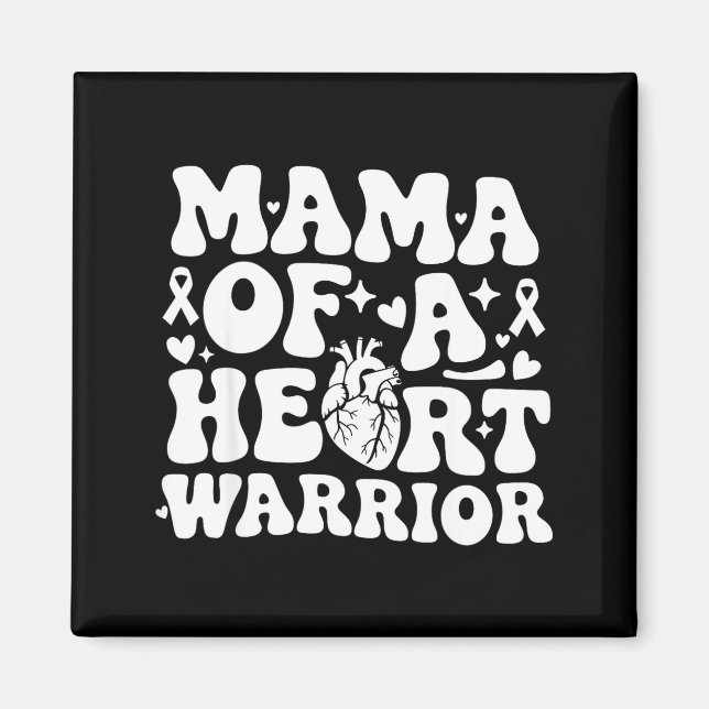 Groovy Mama Of A Heart Warrior Chd Awareness Heart Magnet (Framsidan)