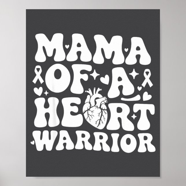 Groovy Mama Of A Heart Warrior Chd Awareness Heart Poster (Framsidan)