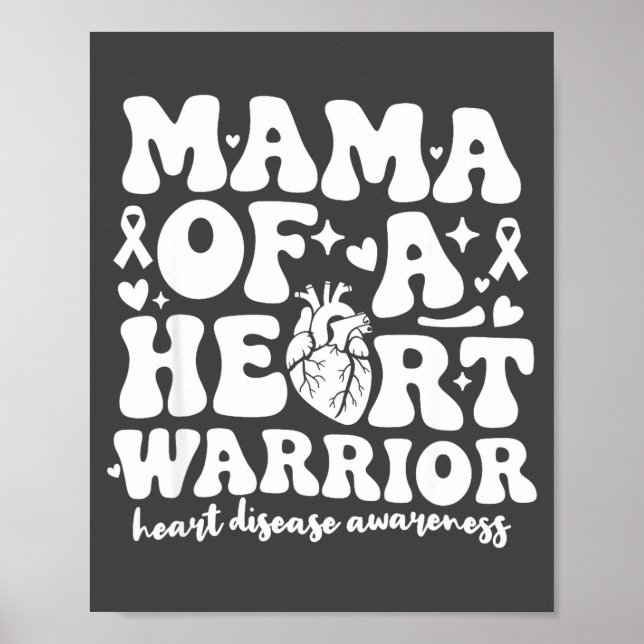 Groovy Mama Of A Heart Warrior Chd Awareness Heart Poster (Framsidan)