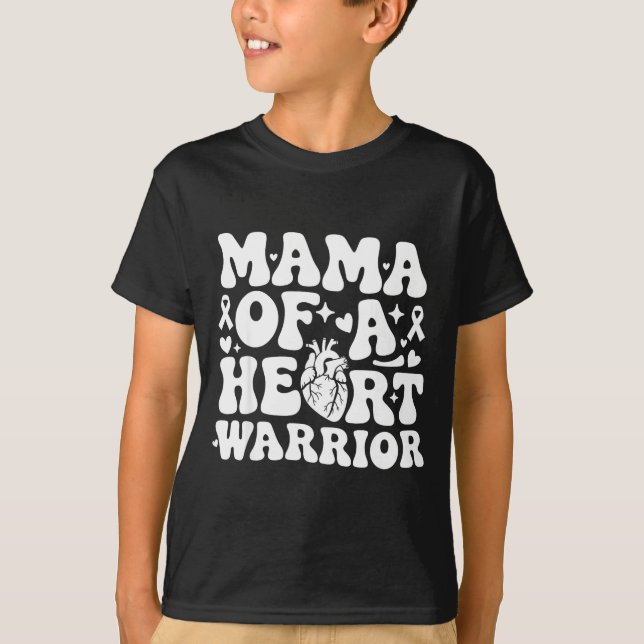 Groovy Mama Of A Heart Warrior Chd Awareness Heart T Shirt (Framsida)
