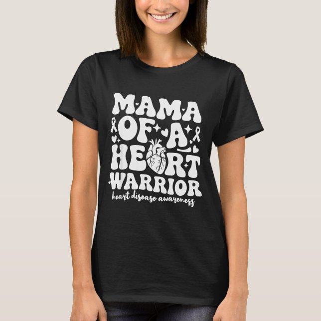 Groovy Mama Of A Heart Warrior Chd Awareness Heart T Shirt (Framsida)