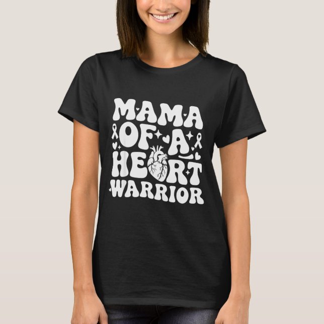 Groovy Mama Of A Heart Warrior Chd Awareness Heart T Shirt (Framsida)