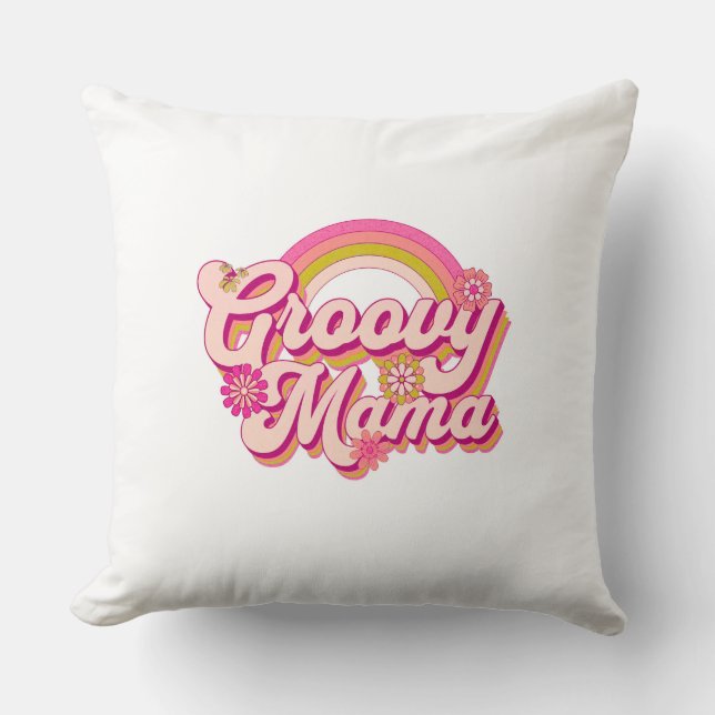 Groovy Mama Retro Blommig 70-tals Estetisk Kudd Kudde (Framsida)
