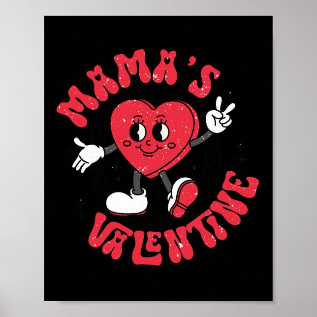 Groovy Mamma är min Valentine Cute Heart Boy Mamma Poster (Framsidan)
