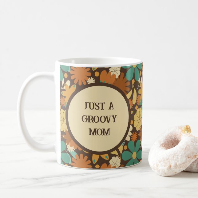 Groovy Mamma Blommigt Retro Kaffemugg (Med munk)