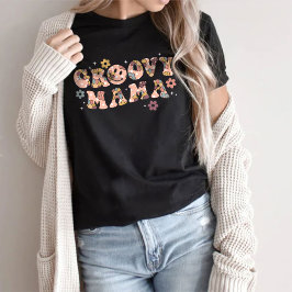 Groovy Mamma Blommigt Retro Shirt T