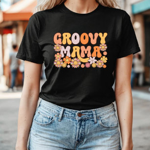 Groovy Mamma   Blommigten Typografi Retro 70s T Shirt
