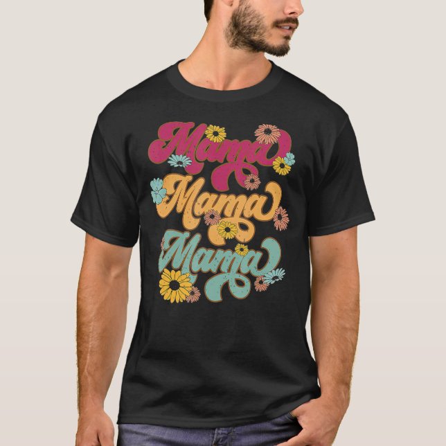 Groovy mamma en tacksam thanksgiving mors da t shirt (Framsida)