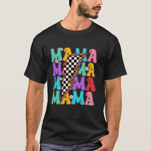 Groovy Mamma Kontrollerad Blixt Bult Lycklig Mor T Shirt (Framsida)