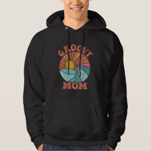 Groovy Mamma Retro 70-tals Estetik Solnedgång Mors Hoodie