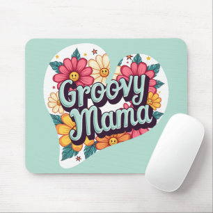 Groovy Mamma Retro Blommigt 70s Aesthetic Design Musmatta