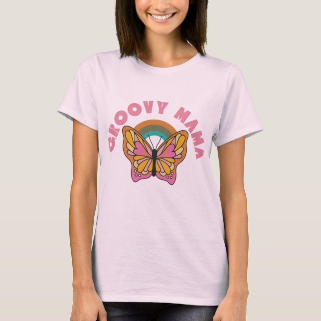 Groovy-mamma-retrobutterfly-design T Shirt (Framsida)