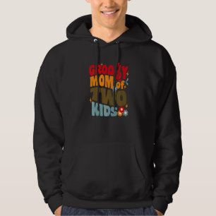 Groovy mamma till två barn Retro vågig 70-tal vint Hoodie