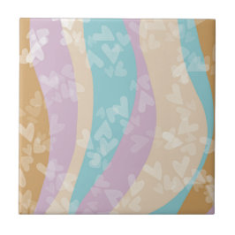 Groovy Marble Swirls Pastel Heart Frimärke Kakelplatta