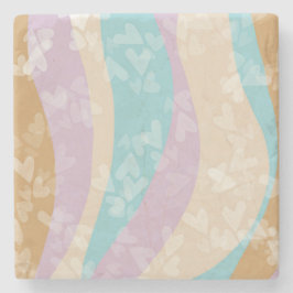 Groovy Marble Swirls Pastel Hjärtstämplar Stenunderlägg