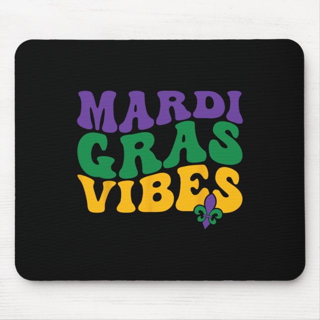 Groovy Mardi Gras Vibes Carnival Pärlor Funny Mard Musmatta (Framsidan)