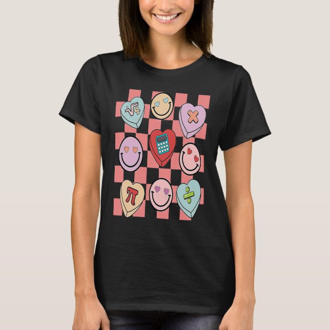 Groovy Math Teacher Valentine's Day Cute Heart Hap T Shirt (Framsida)