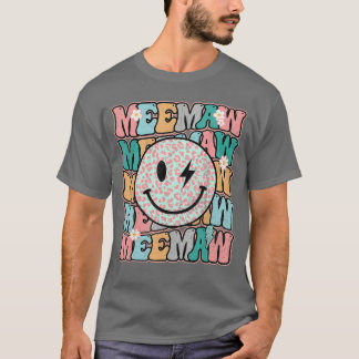Groovy Meemaw Leopard Leende Ansikte Mormor Liv Mo T Shirt