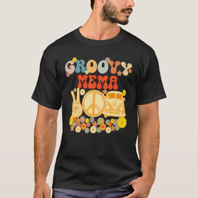 Groovy Mema Retro Matching Family Baby Shower Moth T Shirt (Framsida)