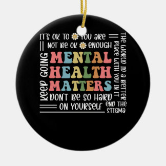 Groovy Mental Health Matters Blommigt Minimalist G Julgransprydnad Keramik