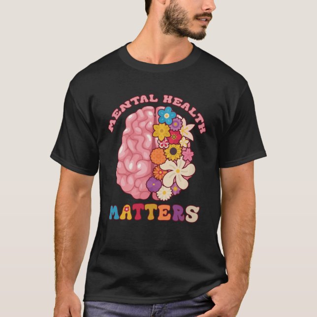 Groovy Mental Health Matters Human Brain Illness A T Shirt (Framsida)
