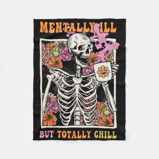 Groovy Menter Ill, men helt Chill Halloween Sk Fleecefilt (Framsidan)