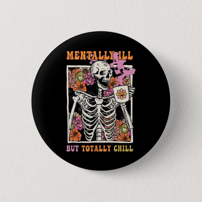 Groovy Menter Ill, men helt Chill Halloween Sk Knapp (Framsida)