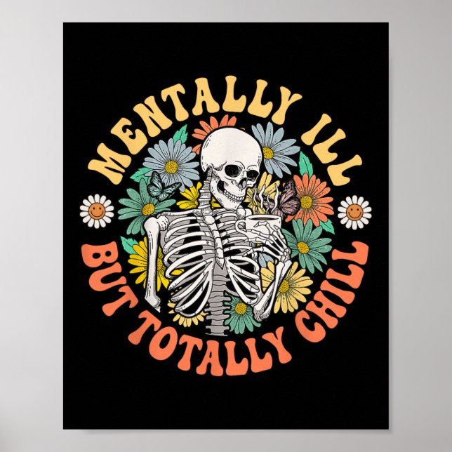 Groovy Menter Ill, men helt Chill Halloween Sk Poster (Framsidan)