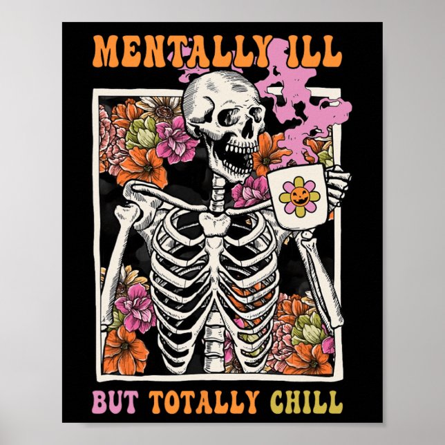 Groovy Menter Ill, men helt Chill Halloween Sk Poster (Framsidan)
