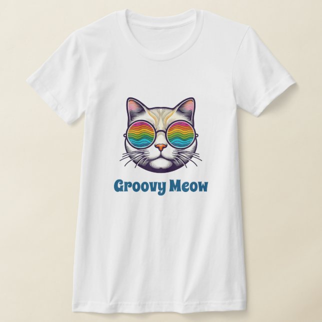 Groovy Meow T Shirt (Laydown)