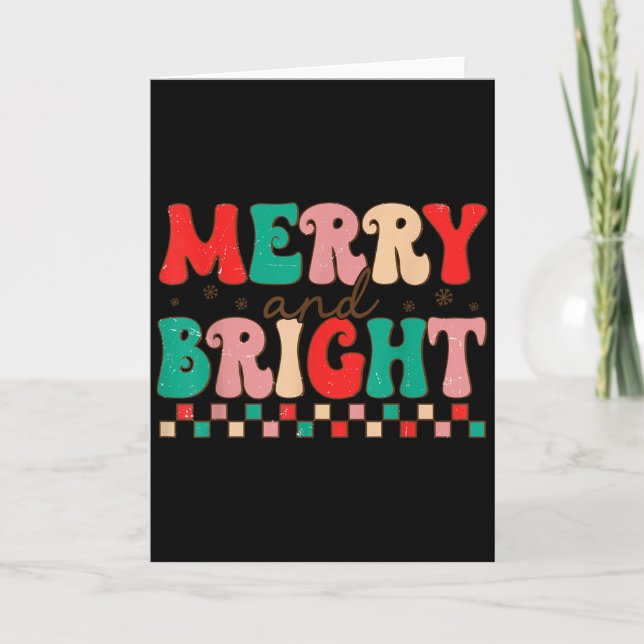 Groovy Merry And Bright Christmas Matching Family  Kort (Framsida)