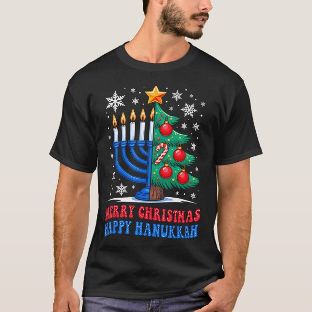Groovy Merry Chrismukkah Happy Christmas Hanukkah T Shirt (Framsida)