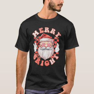 Groovy Merry och Bright Funny Santa Retro Christma T Shirt