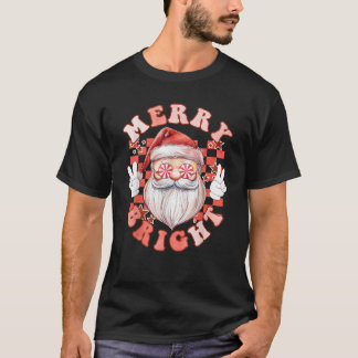 Groovy Merry och Bright Funny Santa Retro Christma T Shirt