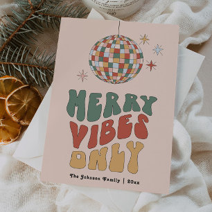 Groovy Merry Vibes Endast Retro-julkort Julkort