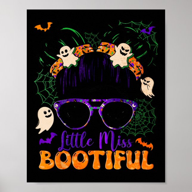 Groovy Messy Bun Bootiful Halloween Boo Ghost Girl Poster (Framsidan)