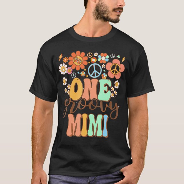 Groovy Mimi Grandma Birthday Matching Family Party T Shirt (Framsida)