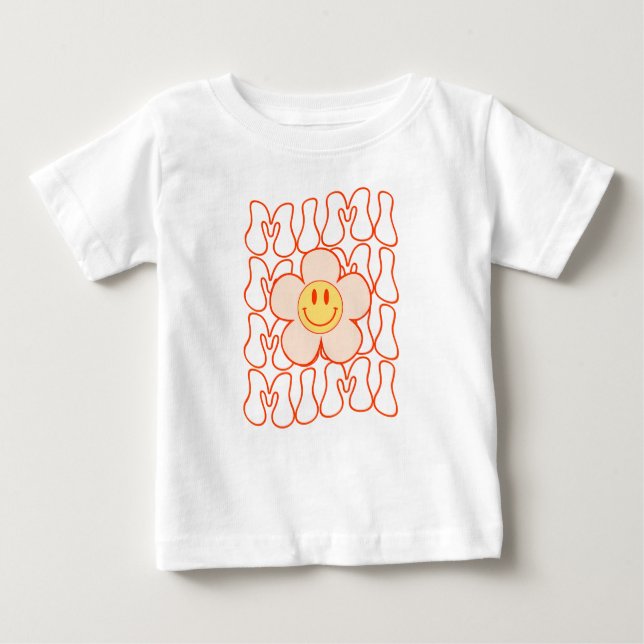 Groovy Mimi Lycklig Ansikte Smile Cute Daisy Flowe T Shirt (Framsida)