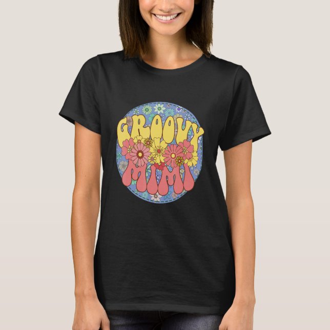 Groovy Mimi Retro Matching Family Baby Shower Hipp T Shirt (Framsida)