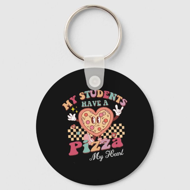Groovy min Studenter har pizza från min hjärtelära Nyckelring (Framsida)