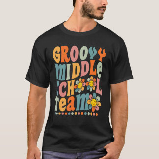 Groovy Mitten skolteam Färgfull Daisy tillbaka til T Shirt