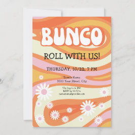 Groovy Mod Dam Night Bunco Party Inbjudningar
