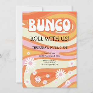 Groovy Mod Dam Night Bunco Party Inbjudningar